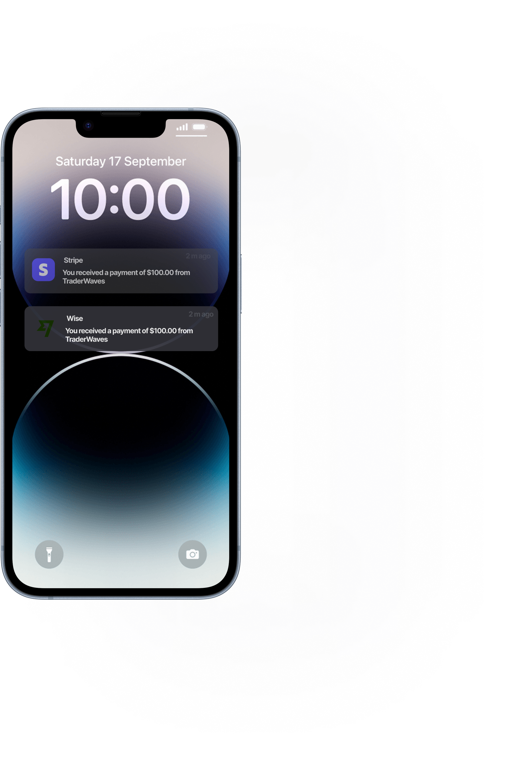 Payout notifications on iPhone lock screen
